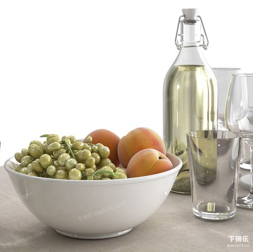 现代餐具餐桌布水果食物器皿摆件组合3d模型id:300737226